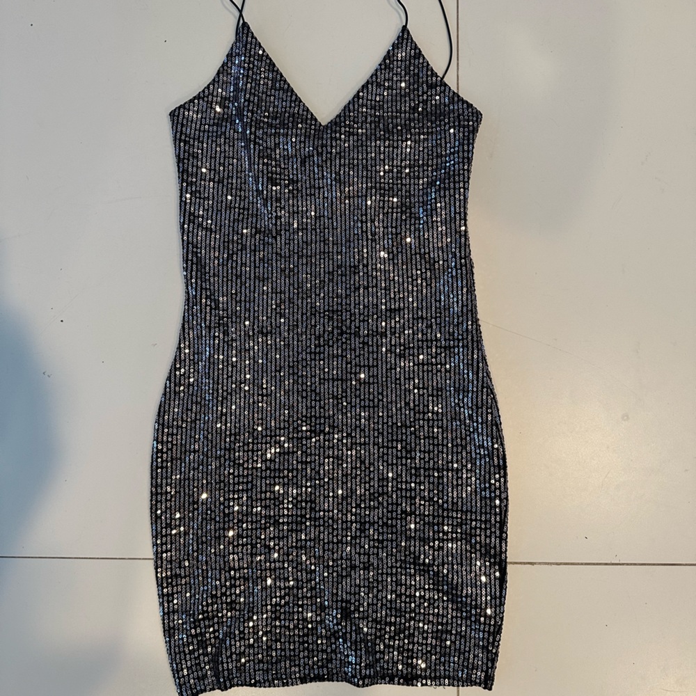 Sequence tight dress black and silver